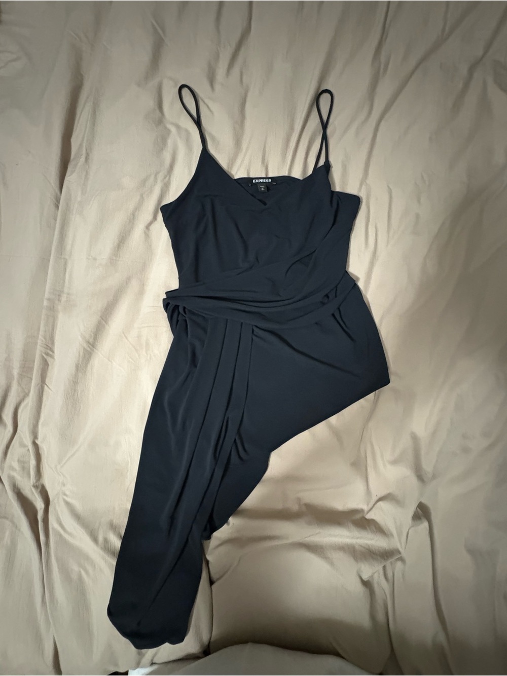 Express Black Draped Spaghetti-Strap Shirt